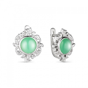 Серьги Барокко из белого золота с Хризопразами 230595-2-1