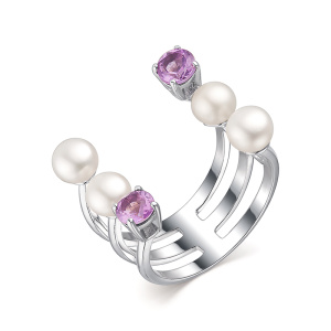 Кольцо разъемное с Жемчугом и Аметистом 128313-2-0