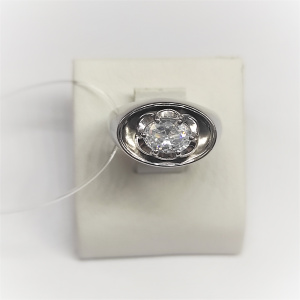 Кольцо - перстень с искристым фианитом 145031-0-1