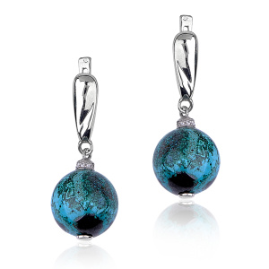 Серьги 225640-1 с подвесами из Хризоколлы
