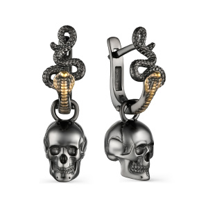 Серьги 243344а-4-3 Черепа и Змеи