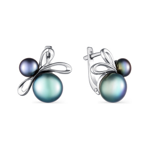 Серьги с черным жемчугом 225270-3