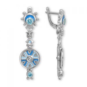 Серьги прялки с топазами коллекция Маруся 229613Т-1