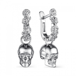 Серьги 243342а-0 Черепа и Пионы