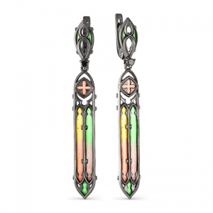 Серьги Готика с узкими витражными подвесами 240143-3-1