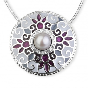 Брошь-подвеска Мозайка с жемчугом 926411Т-2