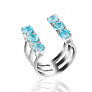 Стильное кольцо с топазами 128312-1-0