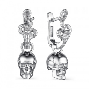 Серьги 243344а-0 Черепа и Змеи