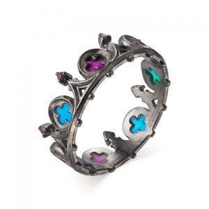 Кольцо из коллекции Готика с витражной эмалью 140144-4-1