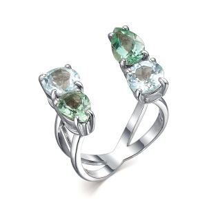 Разъемное кольцо с топазами и зелеными кварцами  129014-3