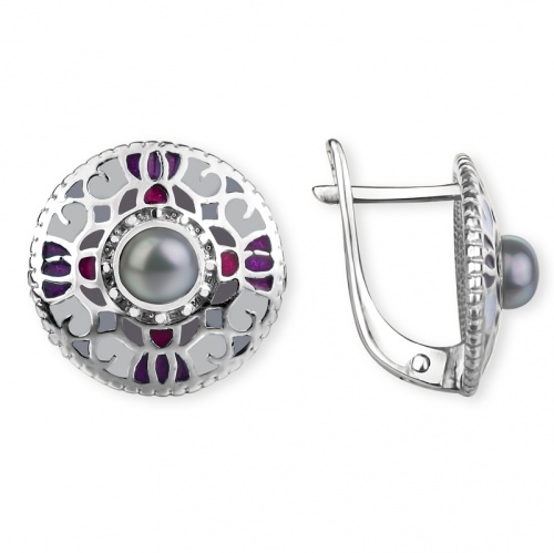 Серьги Мозаика с жемчугом 226411-2
