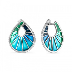 Серьги 229043-8-0 с витражной эмалью