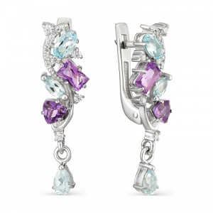 Серьги с топазами и аметистами 241601-2
