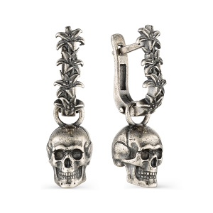 Серьги 243341а-7 Черепа и Лилии