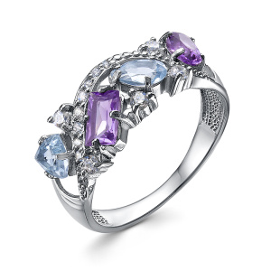 Кольцо с топазами и аметистами 141601-2