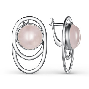 Серьги крупные с розовым кварцем 245008-0-1