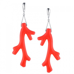 Серьги 225644-1 с декоративными кораллами