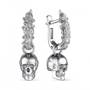 Серьги 243340а-0 Черепа и Розы