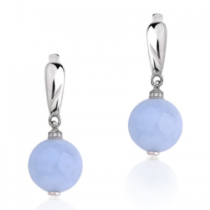 Серьги 225640-2 с подвесами из Аквамаринов