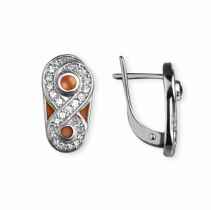 Аккуратные серьги с кораллами и эмалью 226231-3
